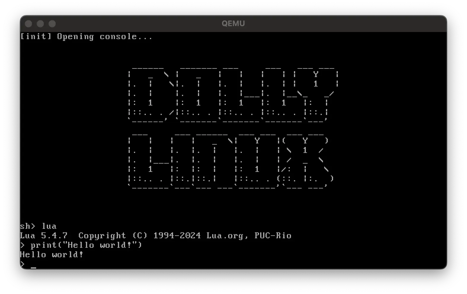 Screenshot of Dolly Linux running Lua
